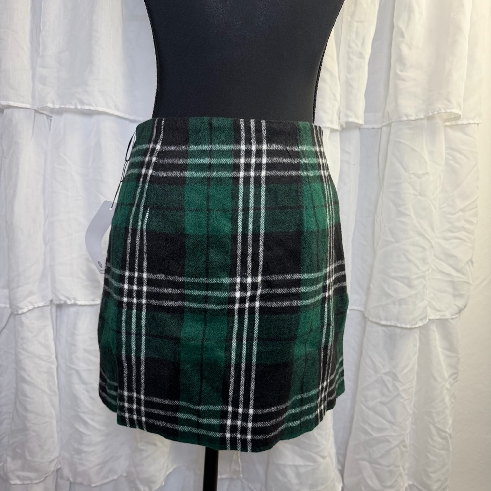Plaid Green and Black Women's Skirt